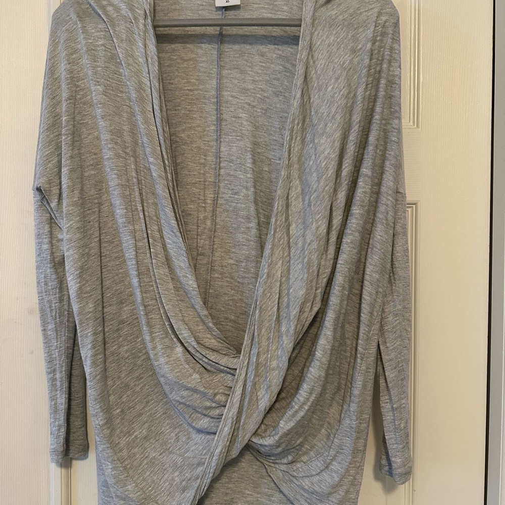 Gray Draped Long Sleeve Top